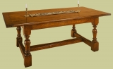 Joined oak refectory dining table with baluster turned legs