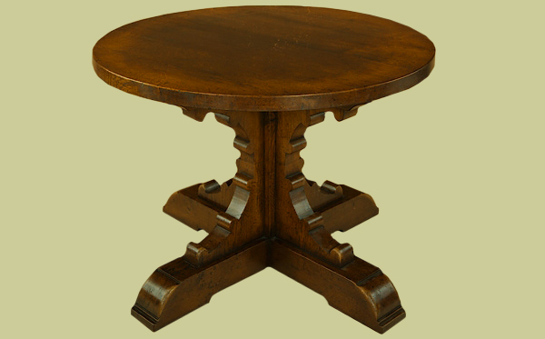 Small Oak Round Dining Table With Gothic Style Brackets