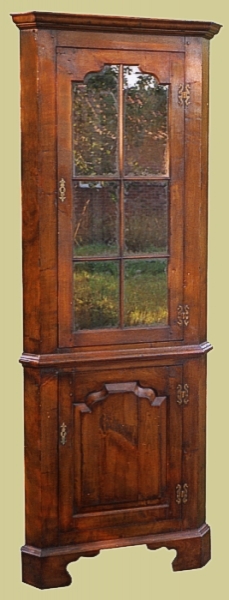 Oak tall corner cupboard glazed display