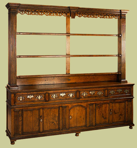 Long dresser with open rack. A stunning handmade 4 drawer dresser, exuding period features.