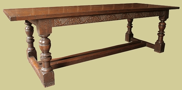 Hand carved refectory dining table