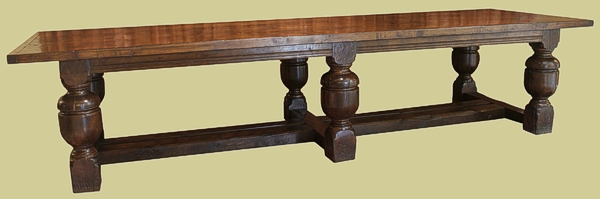 Oak Bulbous Leg Refectory Table