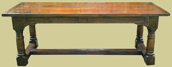 Gunbarrel leg oak refectory table