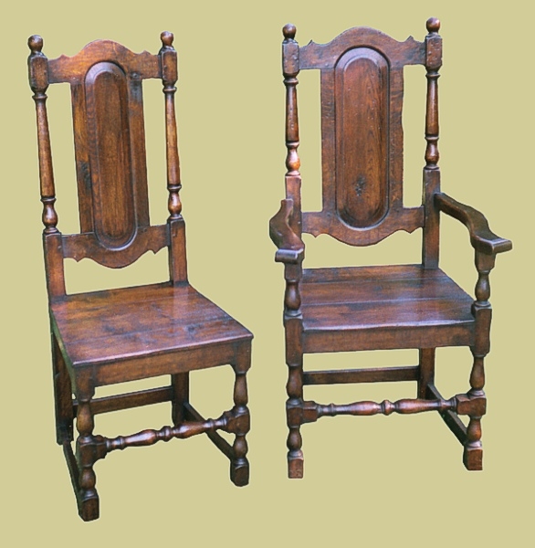 Oak panel back chairs
