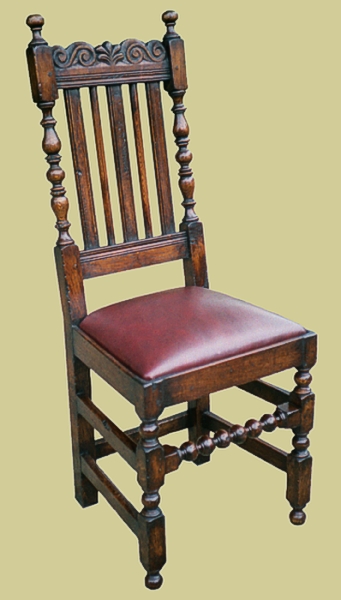 Oak Carved Slat Back Side Chair