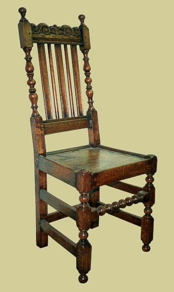 Oak Carved Slat Back Side Chair