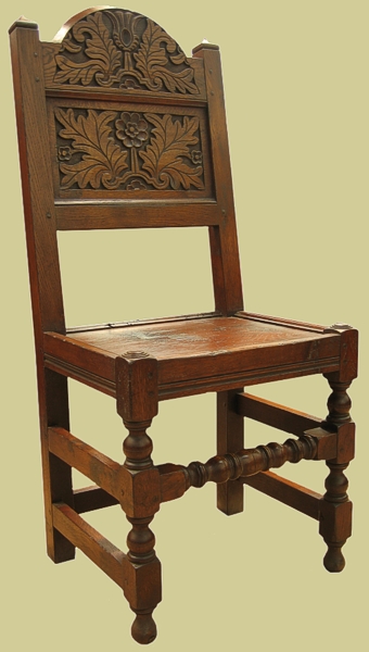 Oak South Lancs Carved Side Chair