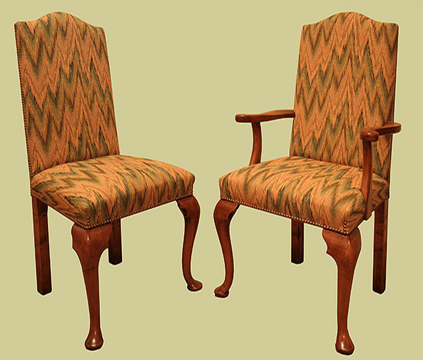 Fruitwood Cab.Leg Upholstered Side Chair