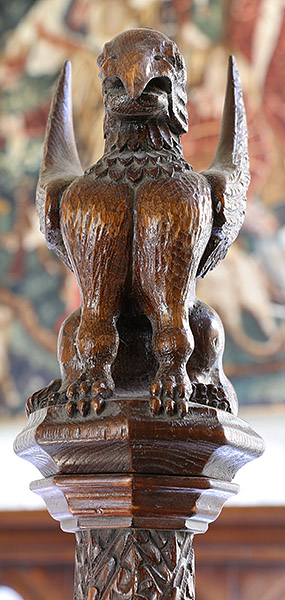 Carved oak griffin front view