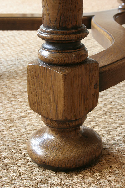 Crinoline stretcher oak coffee table