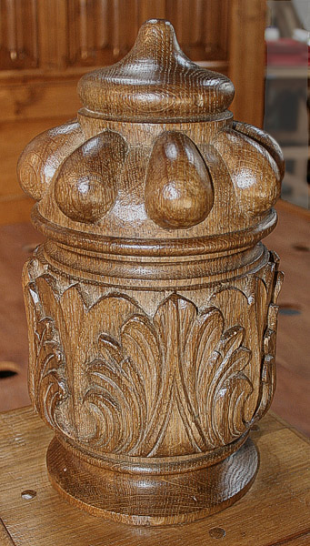 Hand carved oak bed post finial