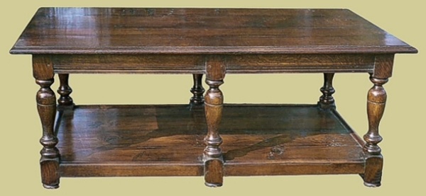 Oak 6-Leg Coffee Table With Potboard