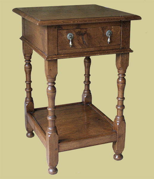 Period style oak potboard bedside cabinet with drawer