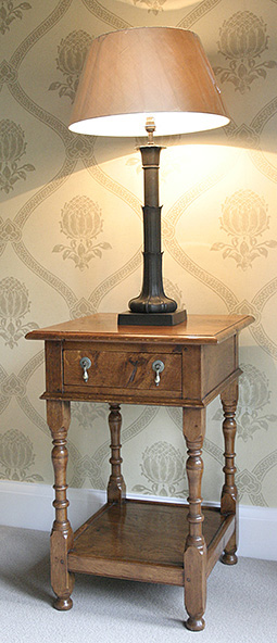Oak potboard bedside cabinet in period style
