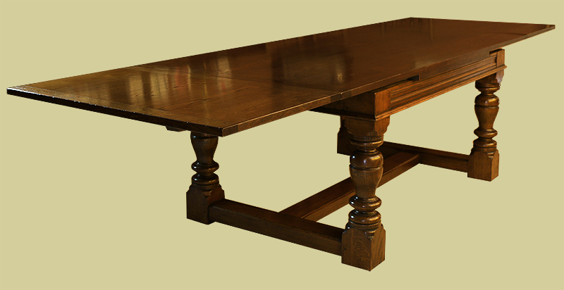 James 1st style oak extended dining table