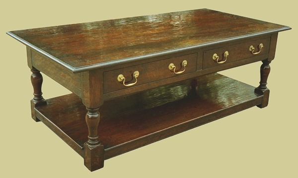 Oak 2 drawer potboard coffee table
