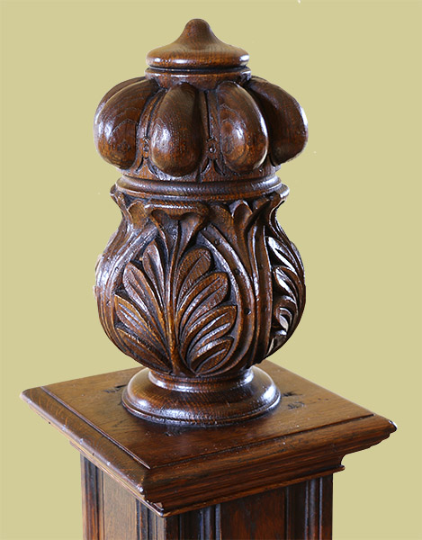 Turned and carved cup and cover bed finial