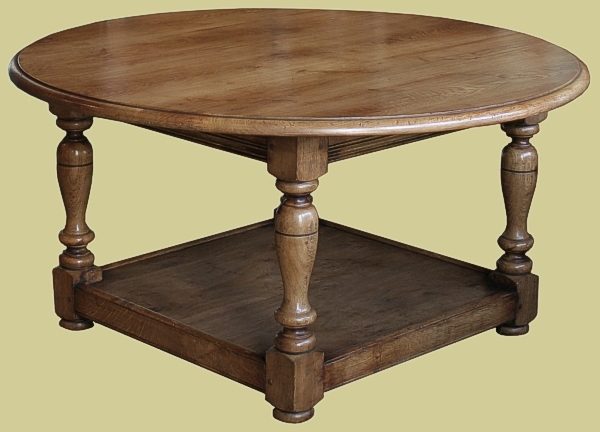 Oak circular top potboard coffee table