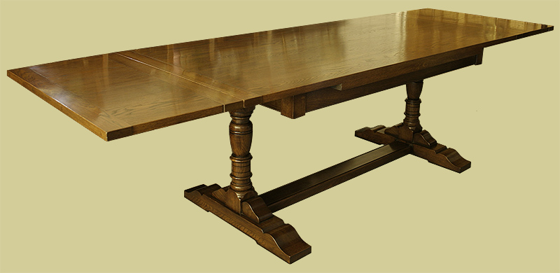 New product oak draweerleaf pedestal dining table