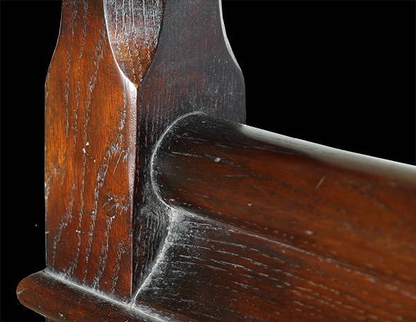Gothic oak bed period moulding detail on footboard