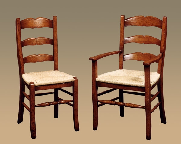 French country ladder back chairs with rush seats