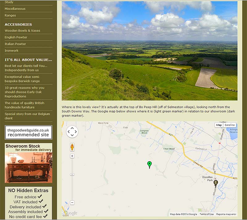 Wonderful Sussex blog on Early Oak Reproductions website with interactive map