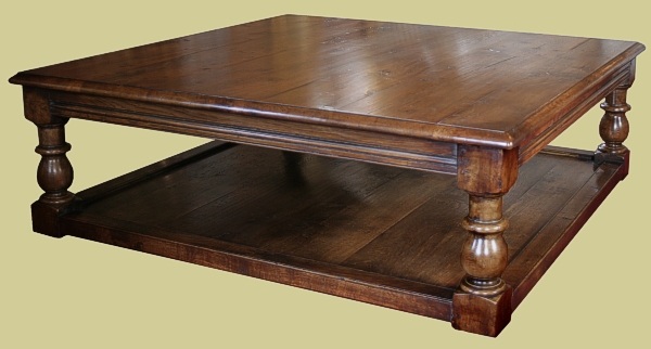 Period style large square oak coffee table