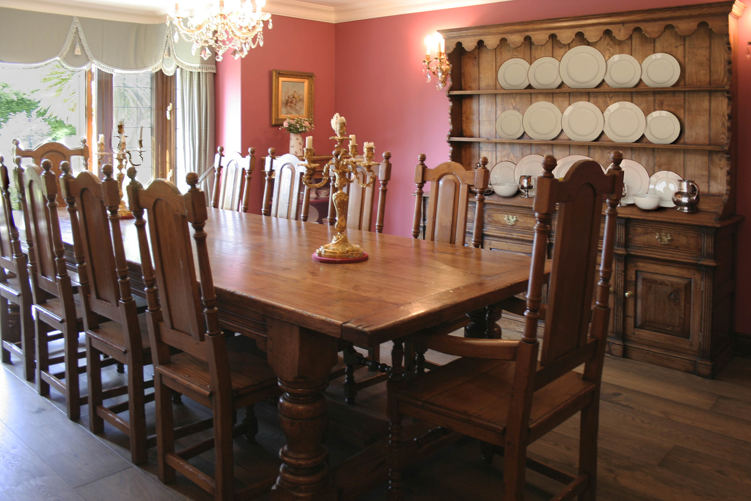 Period style oak dining room furniture