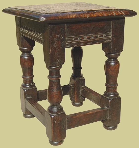 Carved Oak Childs Stool