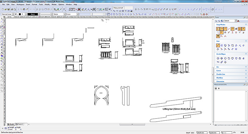 Oak medieval tracery style tv cabinet drawings in progress