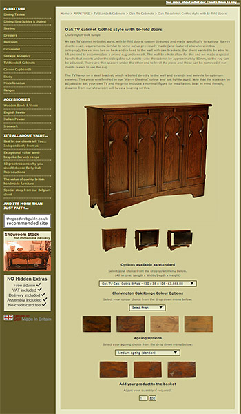 Oak Medieval style TV cabinet product page