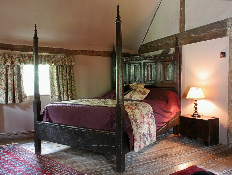 Early style oak bed designed and handmade by Nicholas Berry