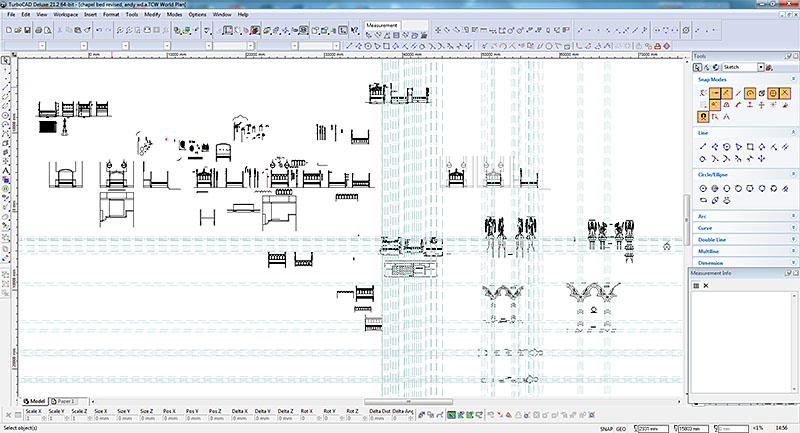 Oak carved chapel bed working CAD drawings