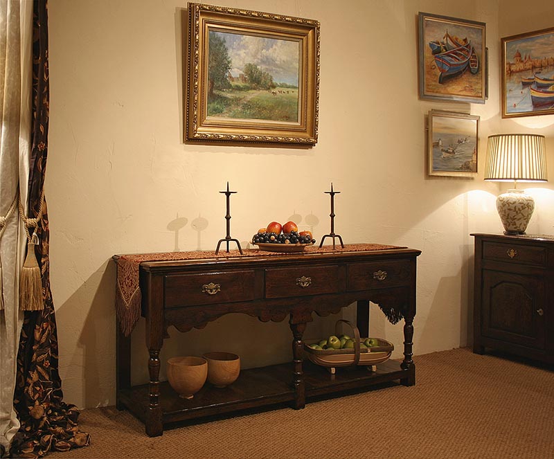 Superb value period style oak potboard dresser base