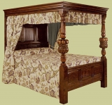 Four Poster Bed, Oak,Plain Columns