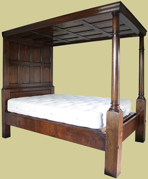 Specially designed and handmade solid oak 4-poster tester bed.