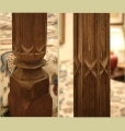 Tracery carving detail on unique Gothic style four poster bed.