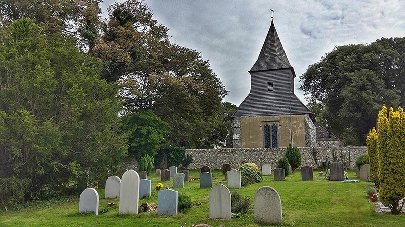 The belfry and spire of Wilmington church, Sussex