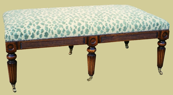 Oak upholstered long stool