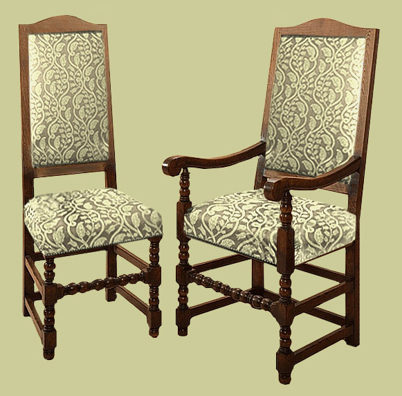 Cromwell period style oak upholstered dining chairs