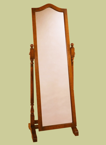 Oak full height cheval mirror.