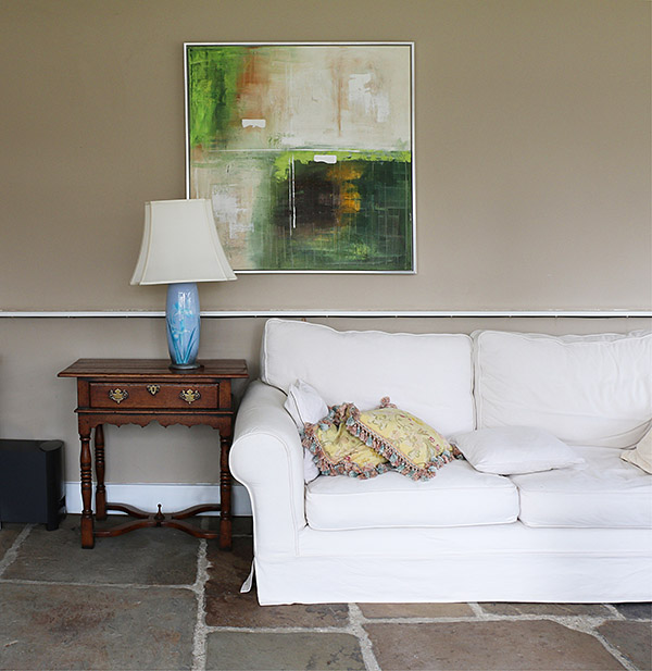 Bespoke period style lamp or side table, in the contemporary styled sitting room of our clients Kentish farmhouse.