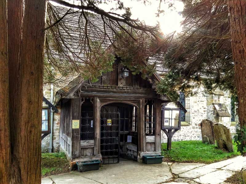 The 15th century north porch, of Cowfold church