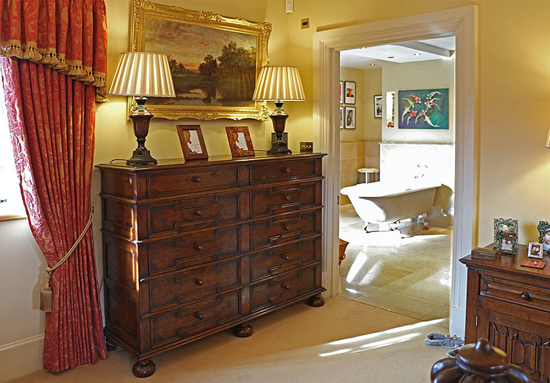 Large 10-drawer period style oak chest of drawers in Warwickshire home interior