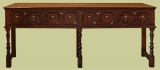 4 drawer Jacobean style oak low open dresser base