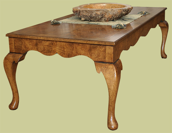 18th Century Style Walnut Veneered Cabriole Leg Coffee Table