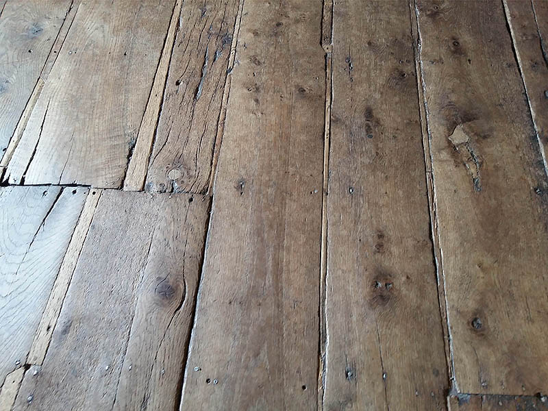 Ancient floorboards in the restored Shakespeare