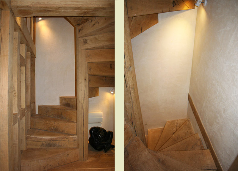 Oak spiral staircase in 13th century Sussex manor house