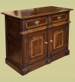 Montgomeryshire period style oak dresser base TV cabinet shown closed.