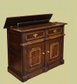 Montgomeryshire period style oak dresser base TV cabinet shown just opening.